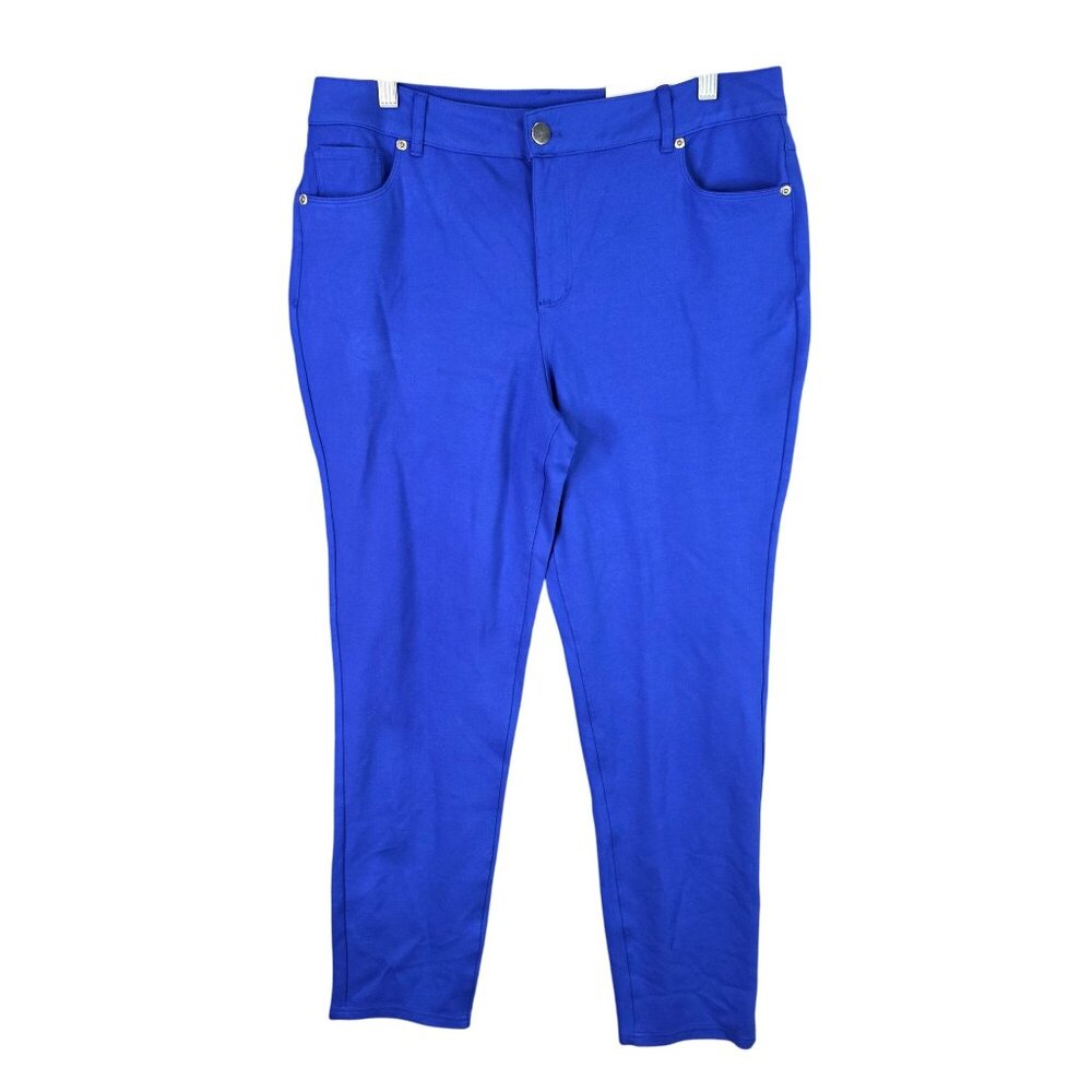 Womens Cato Est 1946 Blue Skinny Pants Mid Rise Rayon Blend Stretch Size 14